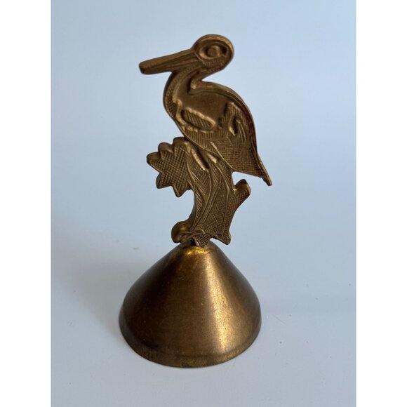 Vintage Brass Stork Bell  Bells Of Sarna Made In India 4 1/4" - Picture 1 of 7